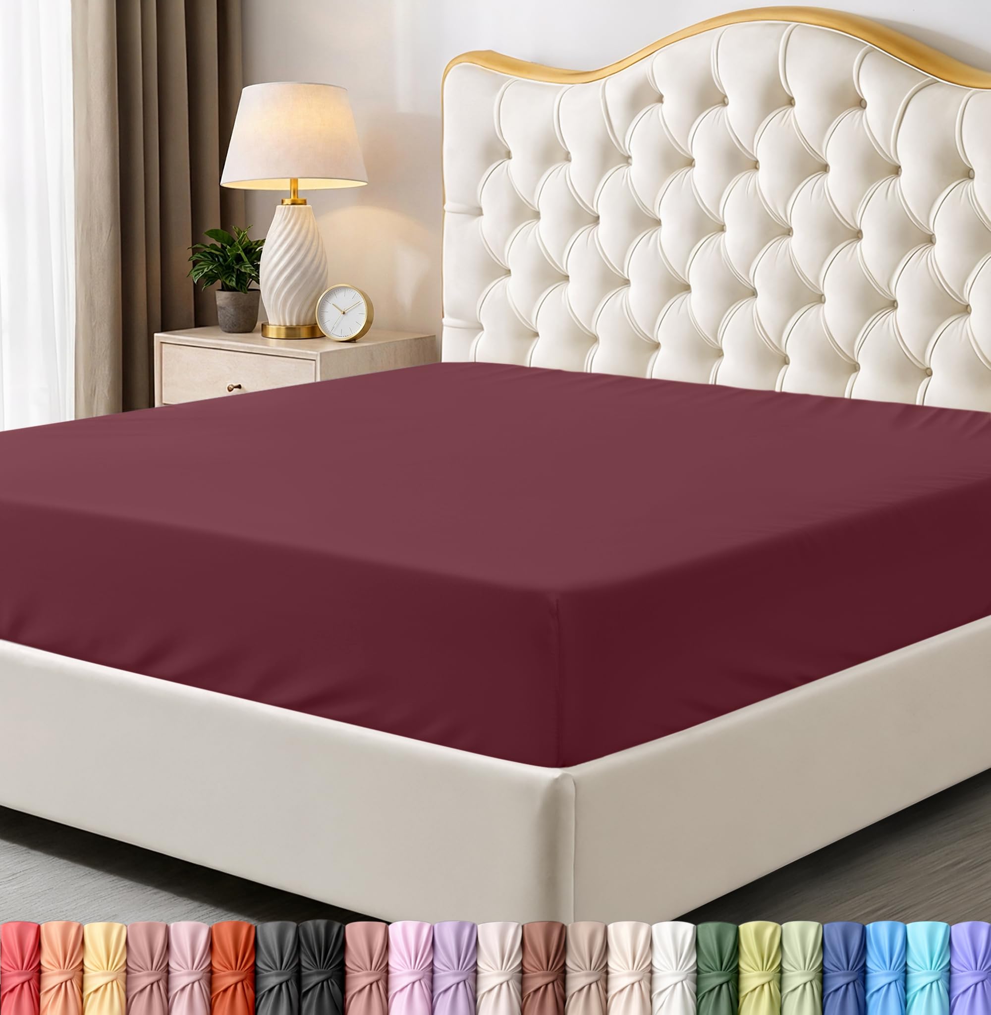 Utopia Bedding King Fitted Sheet Deep Pocket Soft Microfiber Shrink and Fade Res