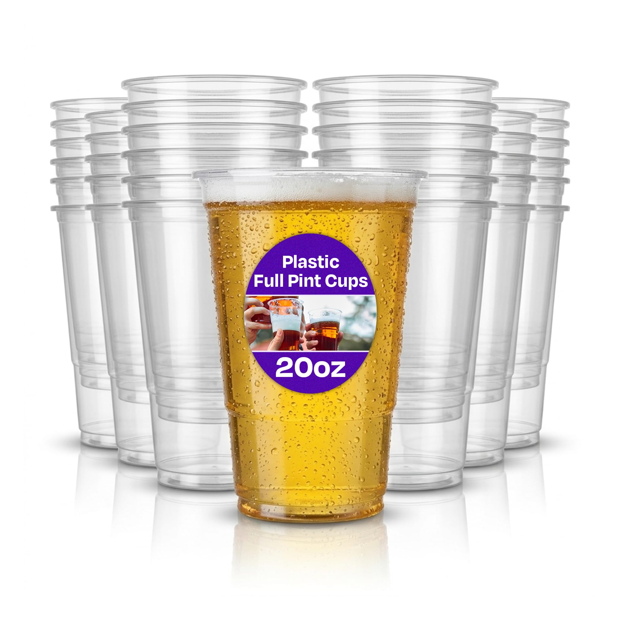 We Can Source It Ltd – 20oz Clear Strong Plastic Pint Cups – 570ml Disposable Be