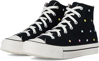 Converse Girls' Chuck Taylor All Star Eva Lift High Top Trainers, Black Vintage White Egret, 5.5 UK