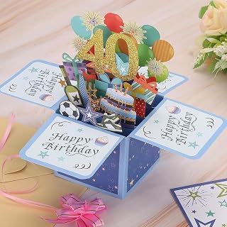 40th Birthday 3D Happy Birthday Greeting Cards and Envelopes Gift for Husband