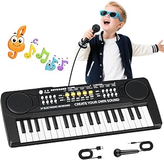 m zimoon 37 Keys Kids Piano Keyboard,Electronic Music Piano with Microphone | Portable Multi Function, Electronic Music Toy Instrument, Ideal Educational Birthday Gifts for Beginner Boys Girls Ages 3-8