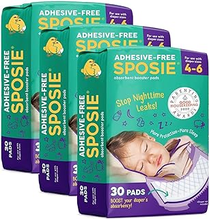 Sposie Overnight Diaper Booster Pads, Stop Diaper Leaks, Size 4-6, 90 Ct | More Sleep for Baby & Parents, Hypoallergenic, Soft, & Extra Absorbent Liners Made in USA, Inserts Fit Diaper Sizes 4-6