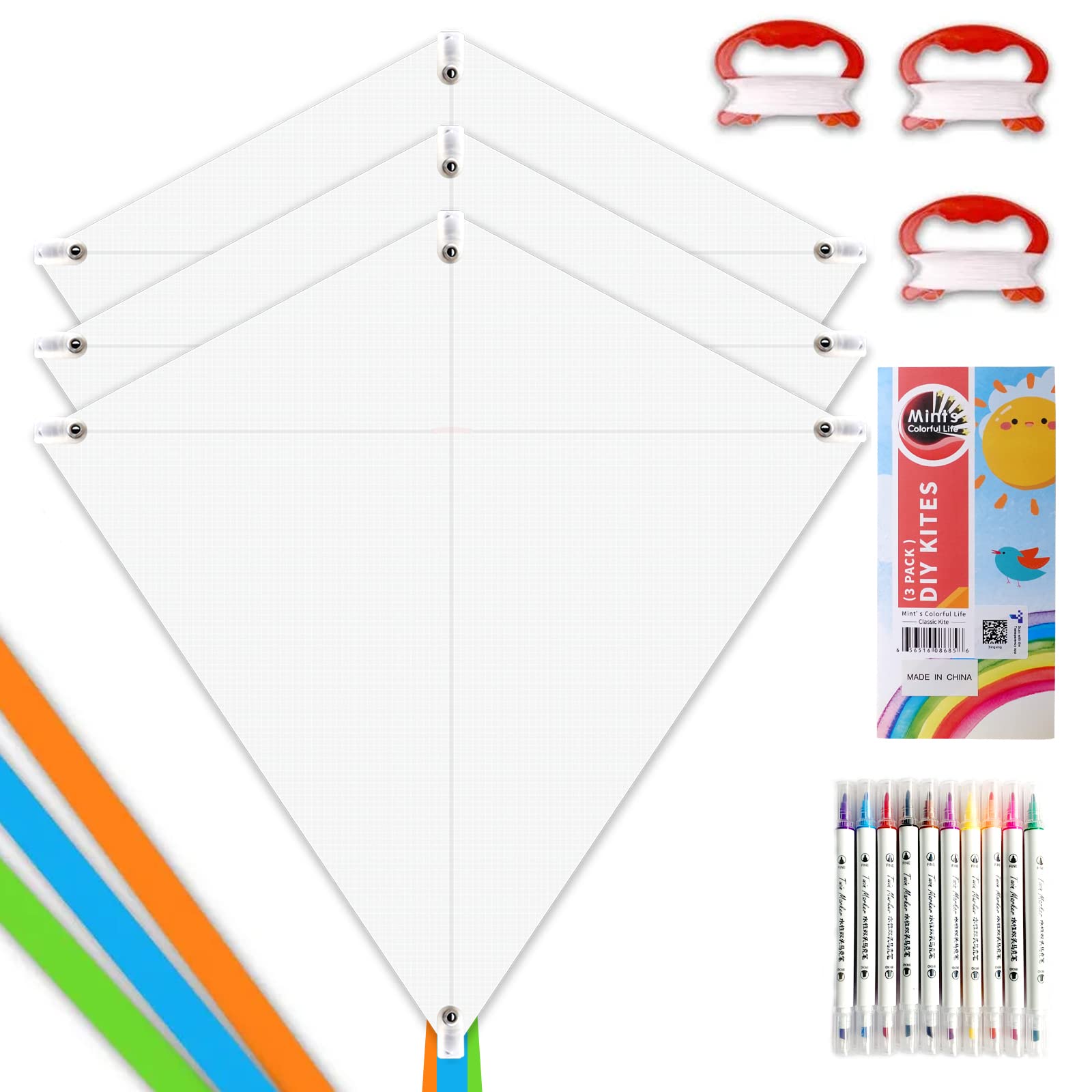 DIY Kites for Kids Kite Making Kit, Decorating Coloring Kite Party Pack | 35"*35