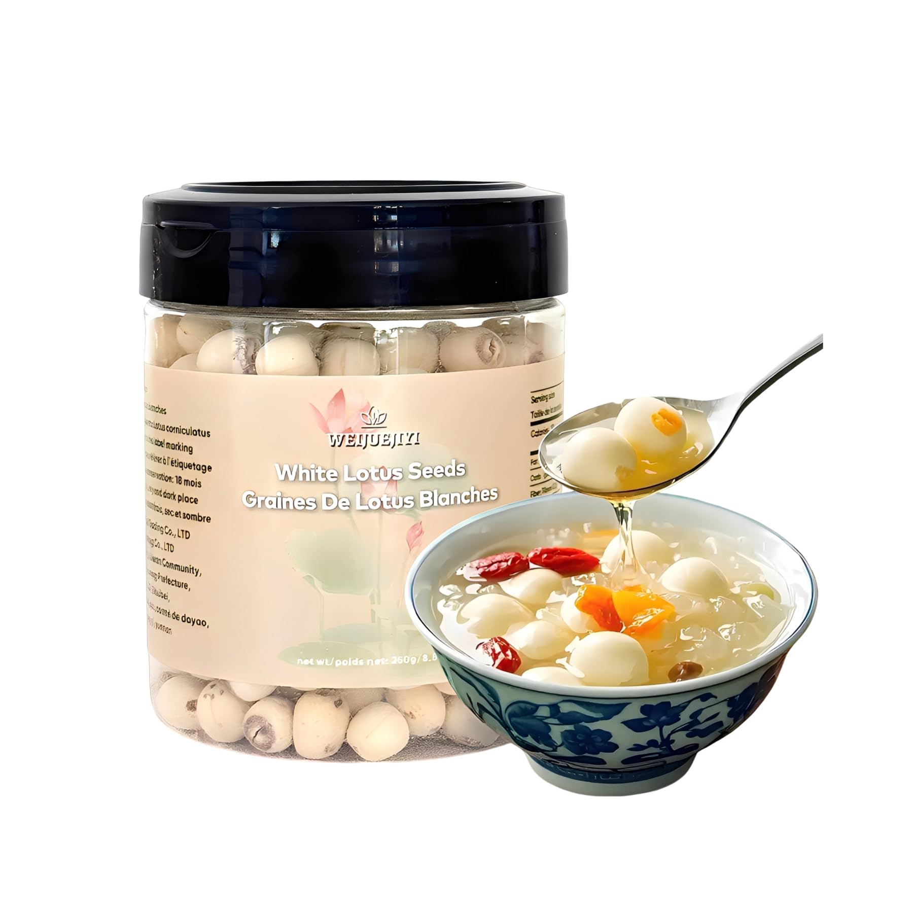 WEIJUEJIYI Natural Dried Lotus Seeds 250g Coreless peeled white lotus | No Sulfu
