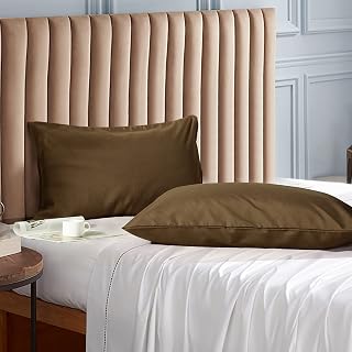 Evolive Soft Brushed Premium Microfiber Standard Size 20"x30" Pillowcases with Envelope Closure Set of 2 (Coffee, 20"x30" Standard Size Pillowcases)