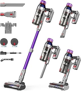Cordless Stick Vacuum Cleaner for Home: 550W 45KPa 55 Min Runtime,Powerful Suction with HEPA Filter, Anti-Tangle Brush,Rechargeable Battery,Lightweight for Pet Hair,Carpets & Hard Floors