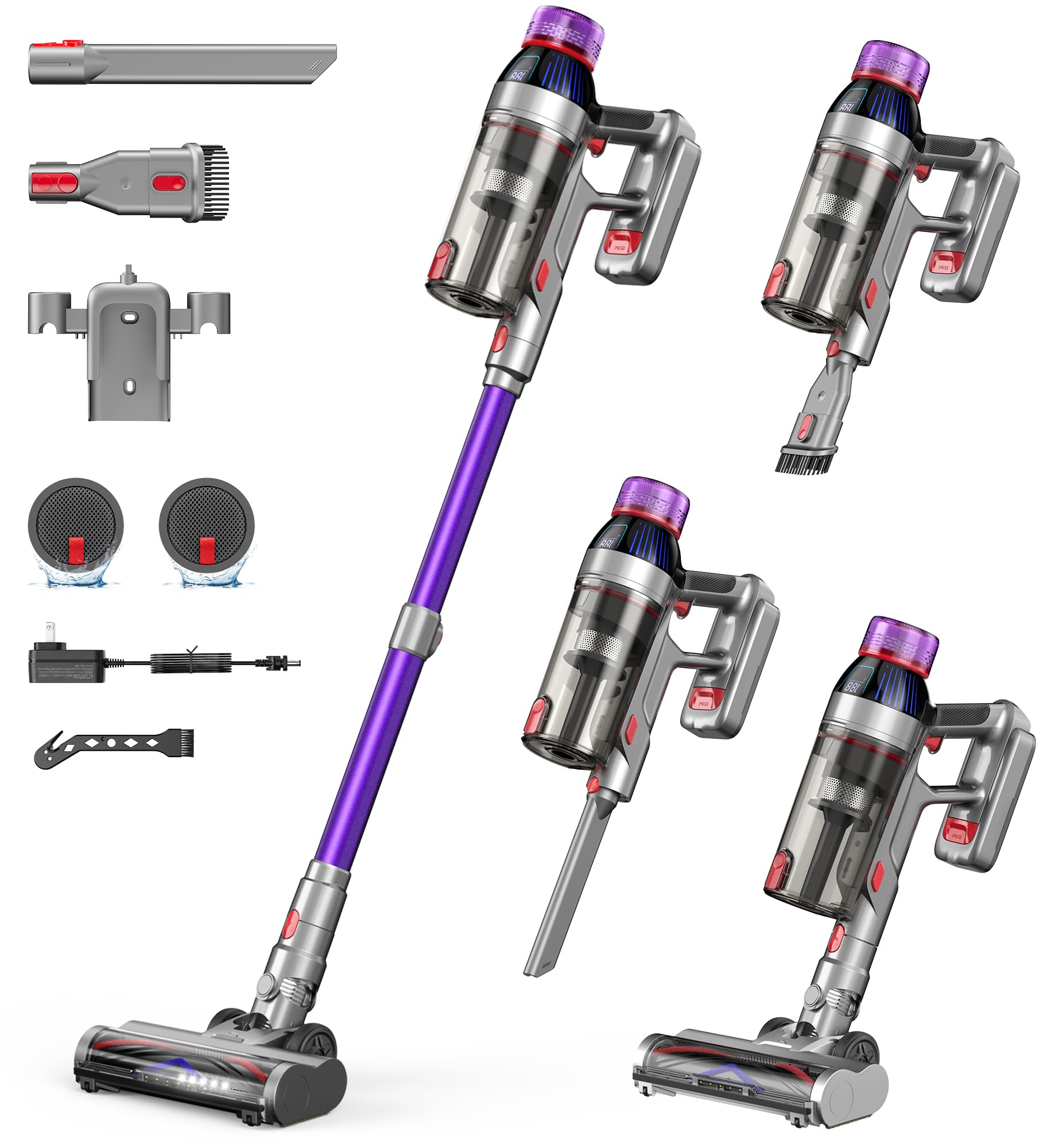 Cordless Stick Vacuum Cleaner for Home: 550W 45KPa 55 Min Runtime,Powerful Sucti