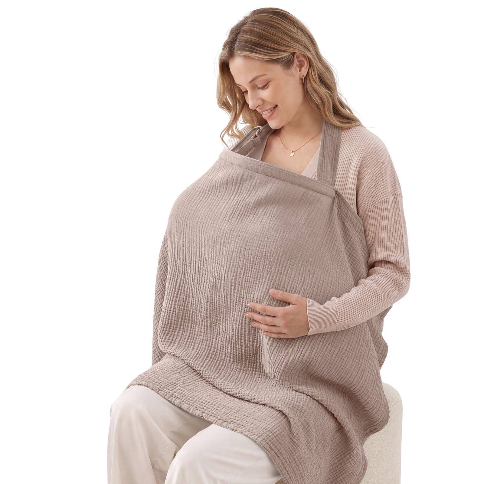Blissful Diary Muslin Nursing Cover for Breastfeeding, Breathable Breastfeeding 