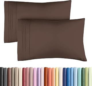 Queen Pillow Cases Set of 2 - Ultra Soft Cozy Pillowcase Covers - Brown
