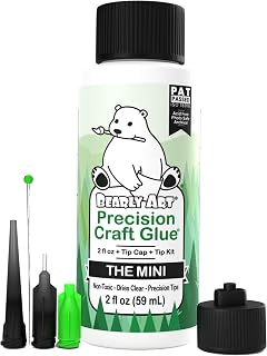 Bearly Art Precision Craft Glue Mini 2 fl oz with Tip Kit Archival | Acid Neutral Archival Safe, Dries Clear, Freeze stable, Wrinkle &amp; Crack Resistant, Strong Flexible Hold Formula, Made in USA