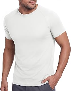 BOOJO Mens Workout T-Shirts - Black Quick Dry Moisture Wicking Crew Neck Short Sleeve Gym Athletic Running T-Shirt