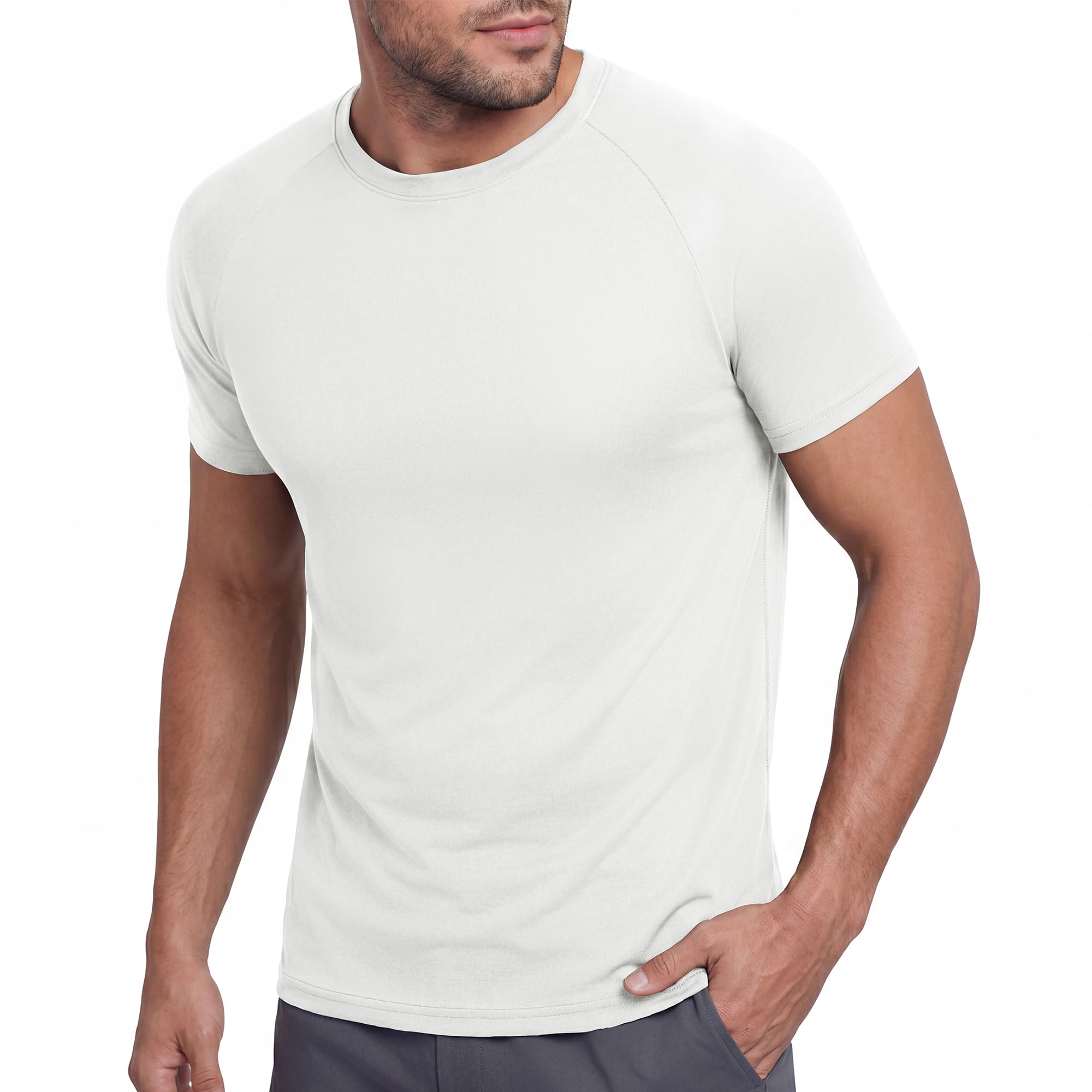 BOOJO Mens Workout T-Shirts - Black Quick Dry Moisture Wicking Crew Neck Short S