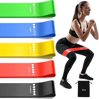 Resistance Bands for Working Out, 5-Pack Elastic Exercise Bands for Strength Training; Home Gym Equipment for Women Men, Pilates Yoga Physical Therapy, Leg Glute Arm Exercise Kit