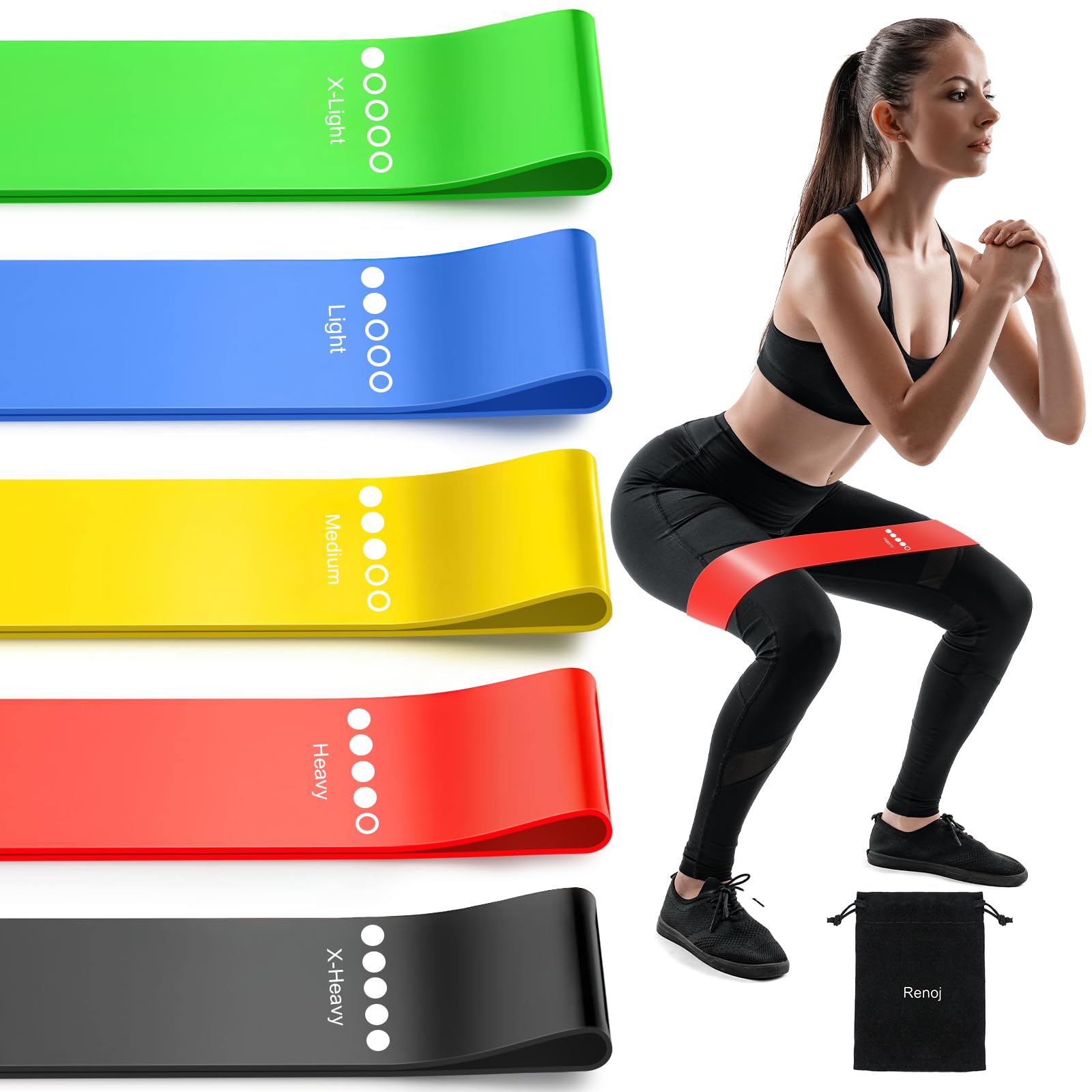 Resistance Bands for Working Out, 5-Pack Elastic Exercise Bands for Strength Tra