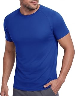 BOOJO Men's Casual Black Quick Dry Breathable Crew Neck Short Sleeve Gym Athletic Running T-Shirt