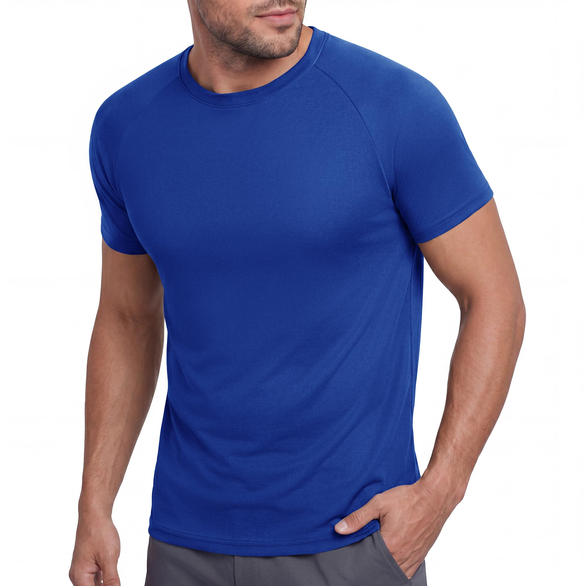 BOOJO Men's Casual Black Quick Dry Breathable Crew Neck Short Sleeve Gym Athleti