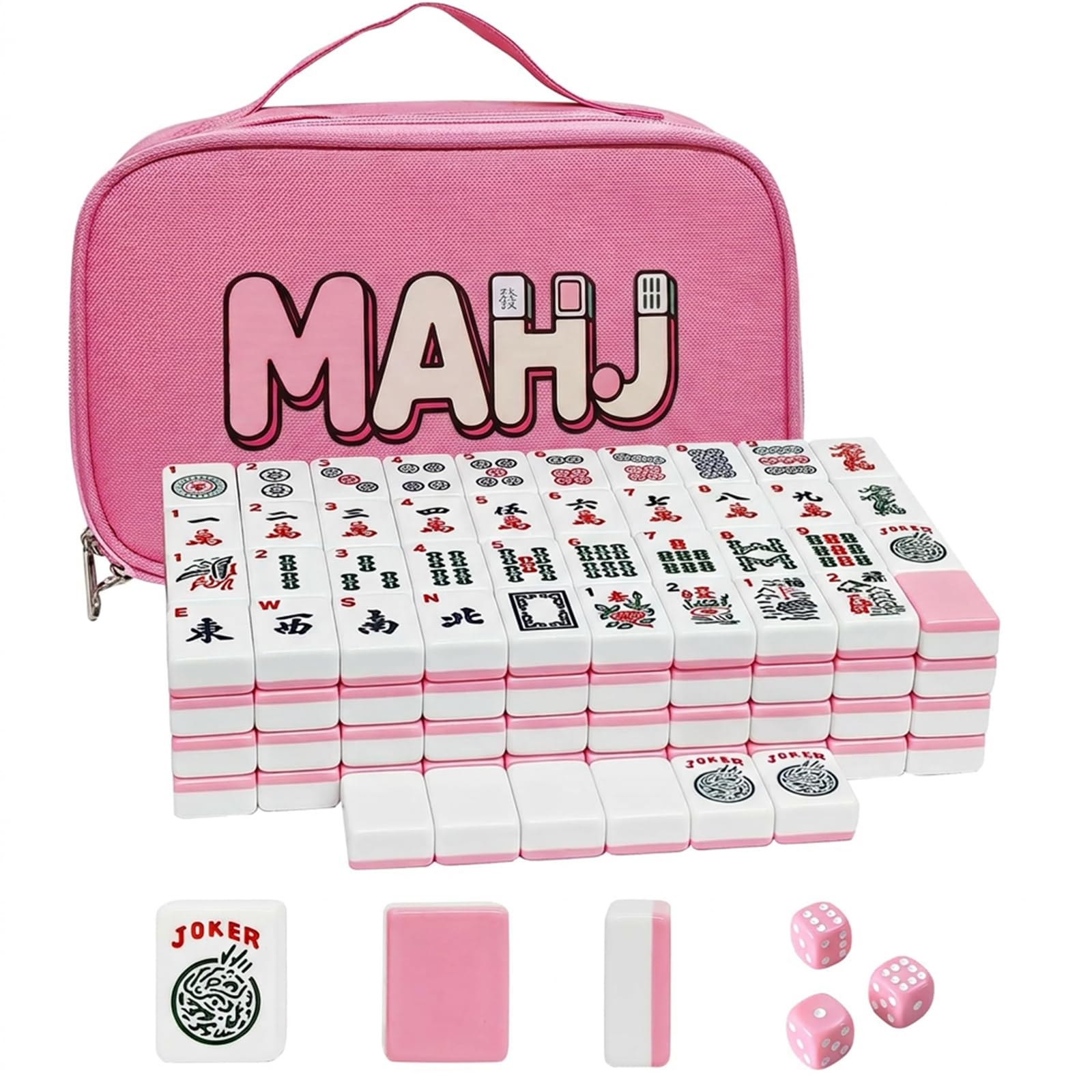 YAQUHO American Mahjong Tile Set - 166 Pink Mahjong Tiles 1.2-inch Engraved Mahj
