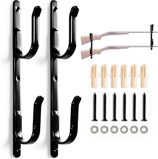 ARDILA VEELA Rifle Rack Wall Mount, 13 Inch Steel, 2 Pack | Holds Shotguns and Pistols; Space-Saving Truck Firearm Storage Hooks