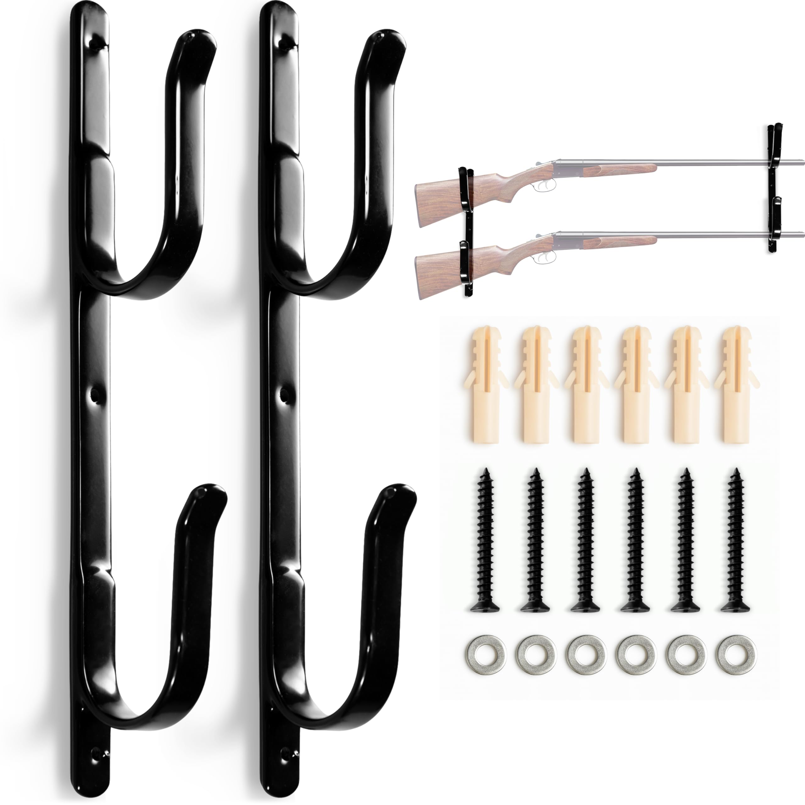 ARDILA VEELA Rifle Rack Wall Mount, 13 Inch Steel, 2 Pack | Holds Shotguns and P