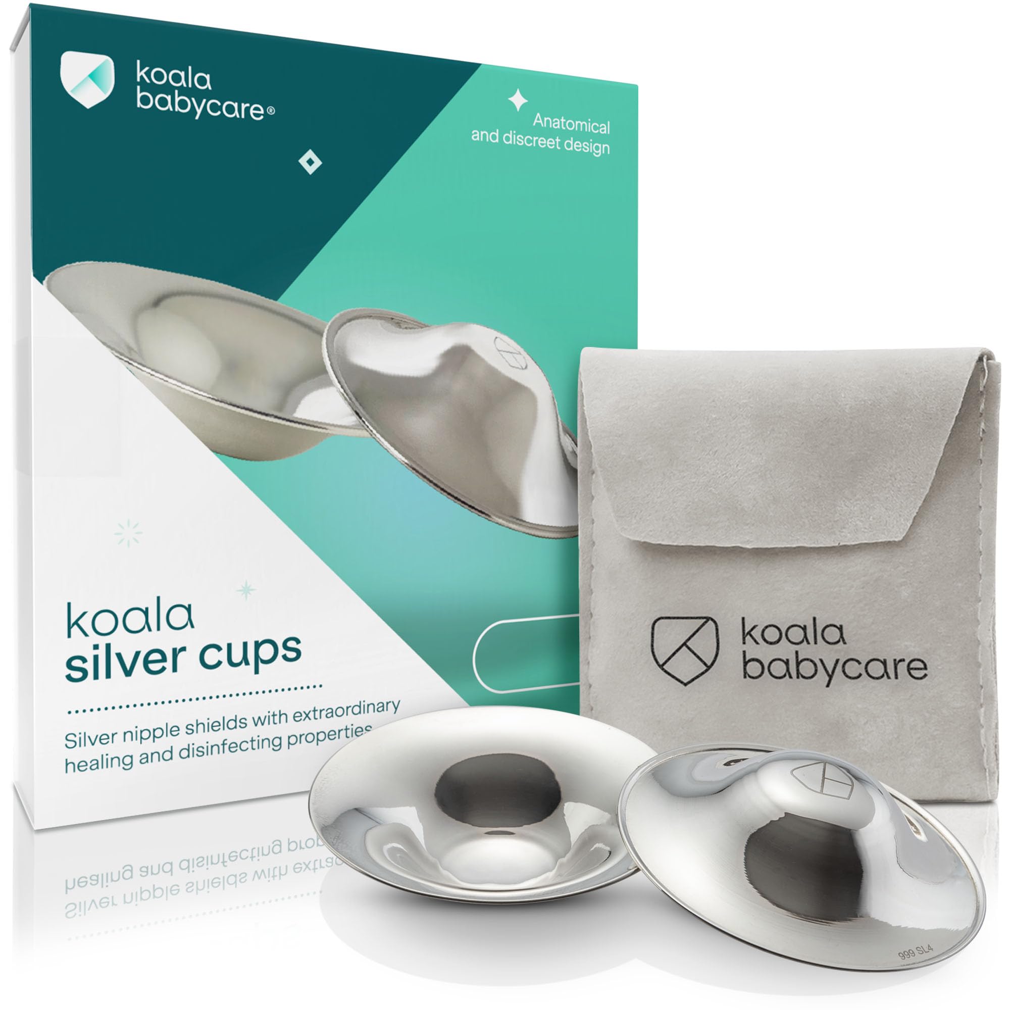 Koala Babycare Silver Nipple Shields - Silver Cups Breastfeeding for Nursing New