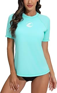 Halcurt Women Long Sleeve Surf Rashguard Sunscreen Swimwear Tops Swim Shirts