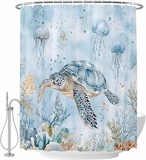 Waterproof Fabric Shower Curtain Sea Turtles Shower Curtain for Bathroom Decor Blue Shower Curtain 72"x84"