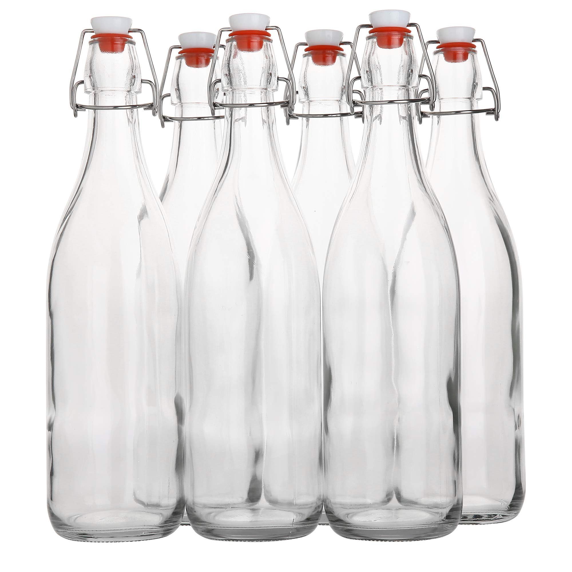 Flip Top Glass Bottle [1 Liter / 33 fl. oz.] [Pack of 6] – Swing Brewing with St