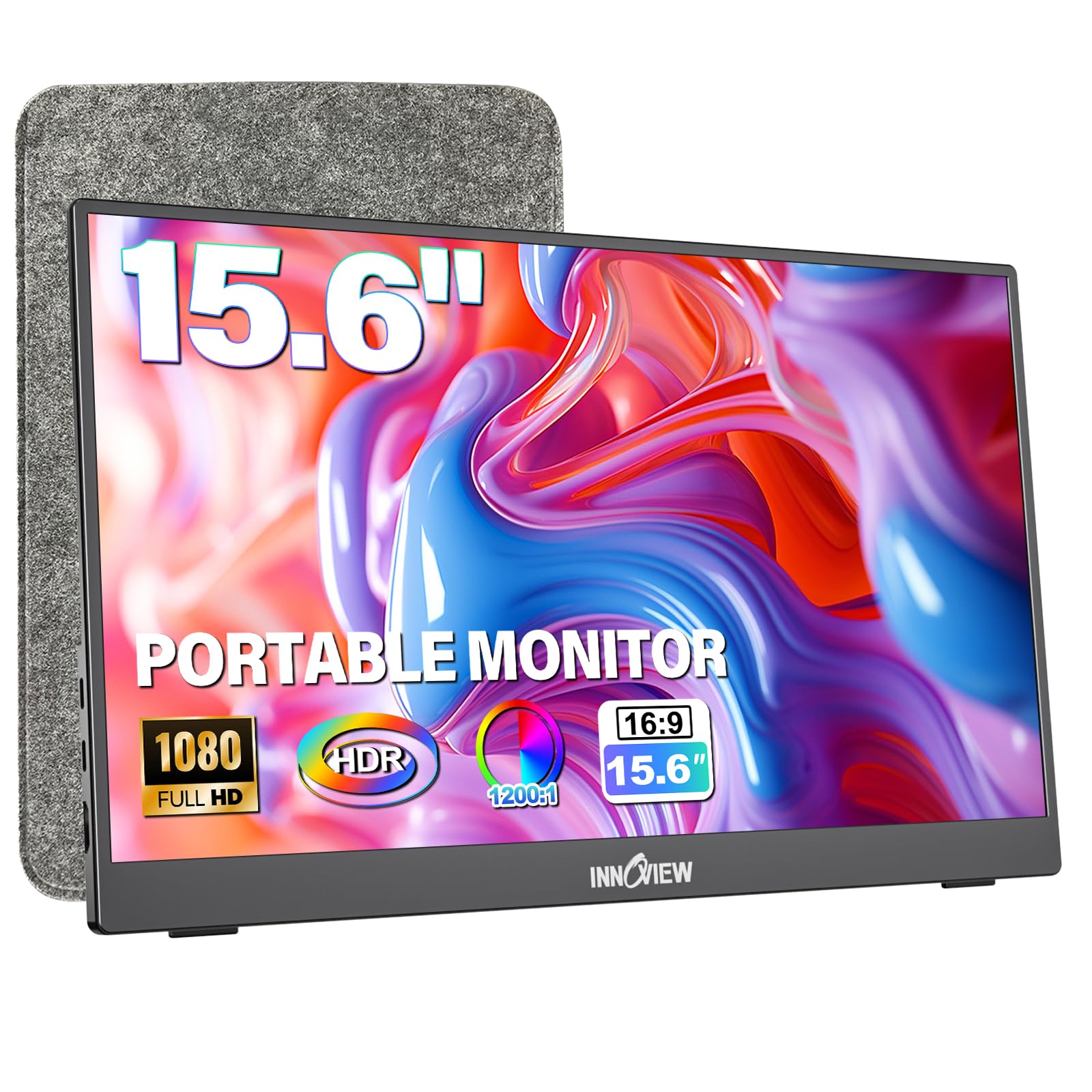 InnoView Portable Monitor 15.6" 1080P Portable Monitor for Laptop with Protectiv