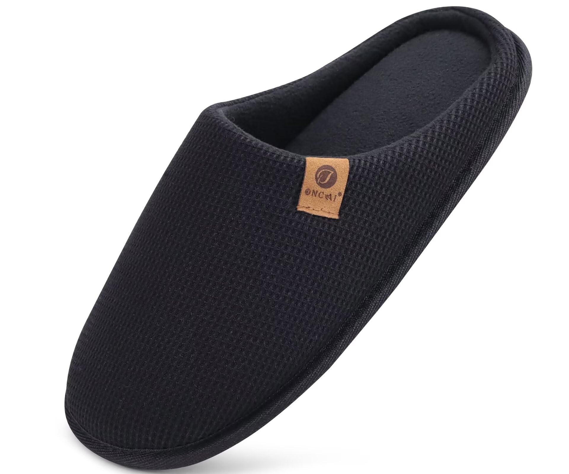 ONCAI Men's House Slippers，Cushion Memory Foam Shake Fleece and Man House Shoes 