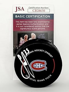 Sam Montembeault signed Montreal Canadiens Official Game Puck autographed JSA - Autographed NHL Pucks