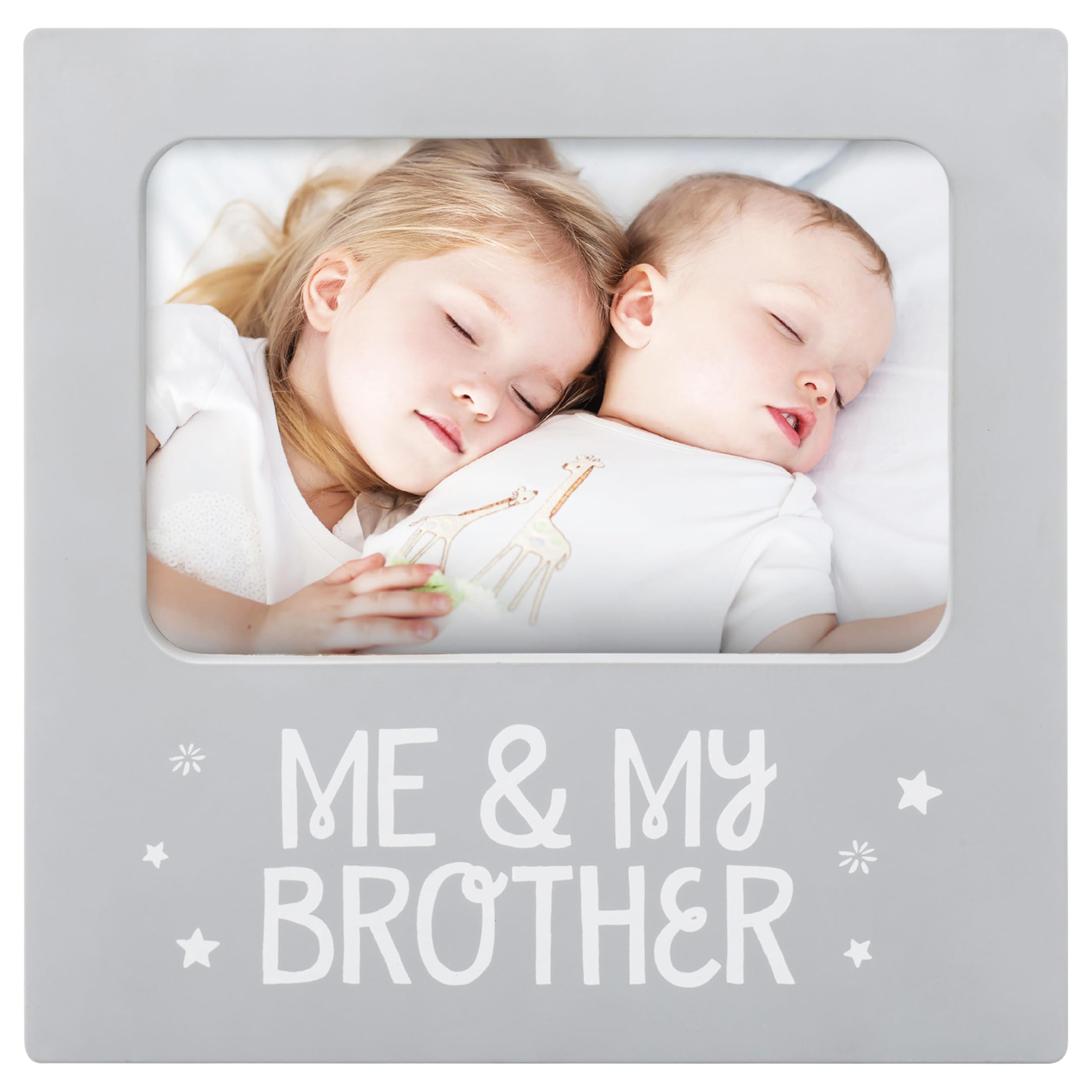 Tiny Ideas Me and My Brother Photo Frame | Holds 4" x 6" Photo, Gray B