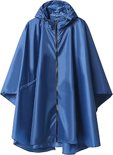 Rain Poncho Adult Waterproof Outdoor Hooded, Poncho Waterproof for Women with Zipper, Festival Ponchos Waterproof Long, Waterproof Capes Plus Size