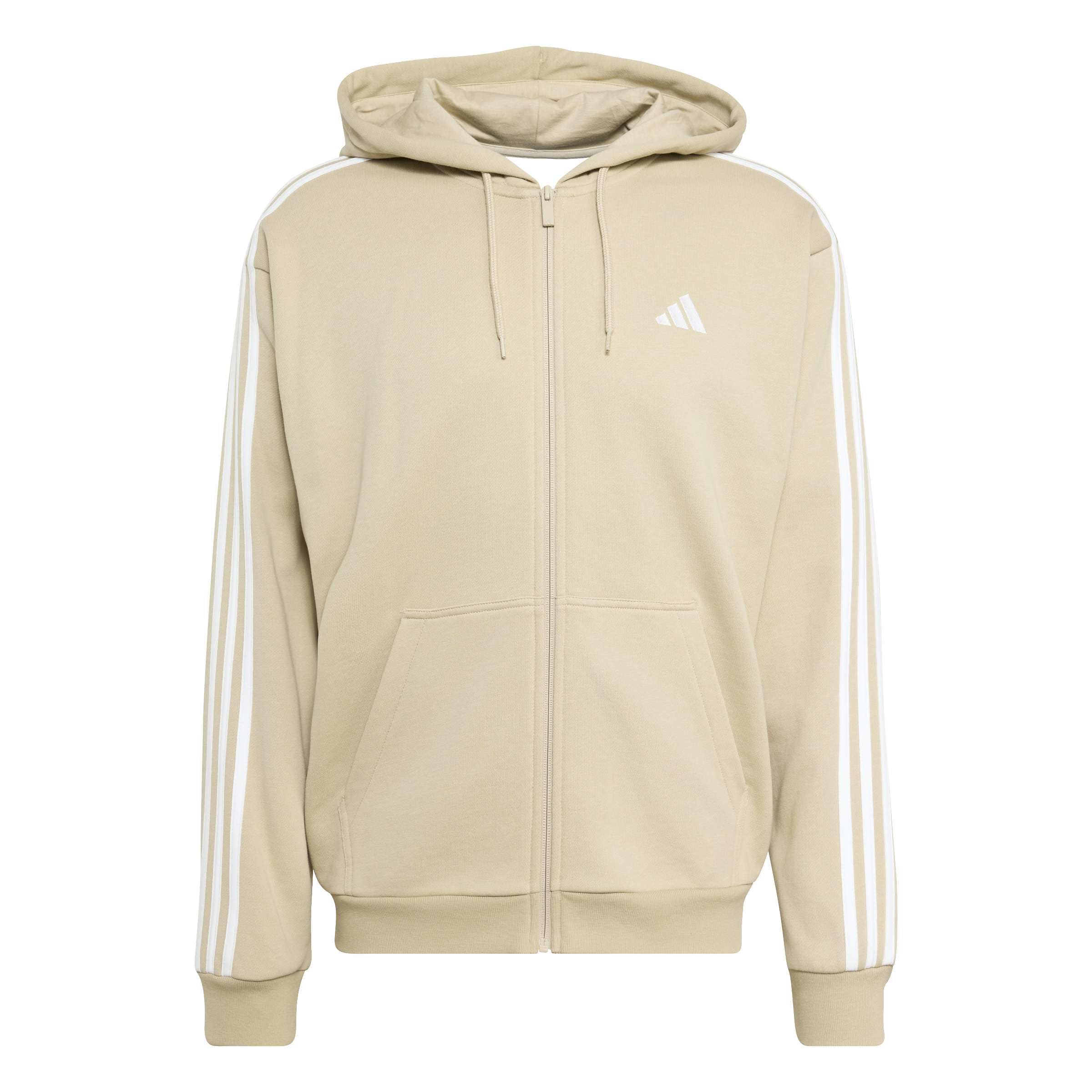 adidas Hombre Essentials 3-Stripes French Terry Full-Zip Hoodie Sweatshirt, Khak