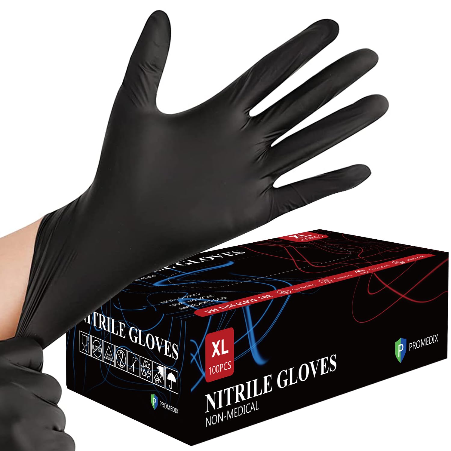 PROMEDIX P Nitrile Gloves, 4mil-100 count, Gloves Disposable Latex Free, Disposa