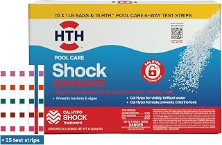 HTH 52046, Pool Care Shock Advanced, 15 Pack | Cal Hypo Formula, Prevents Bacteria & Algae, Restores Crystal Clear Water, Shock Treatment, Increases Chlorine Levels