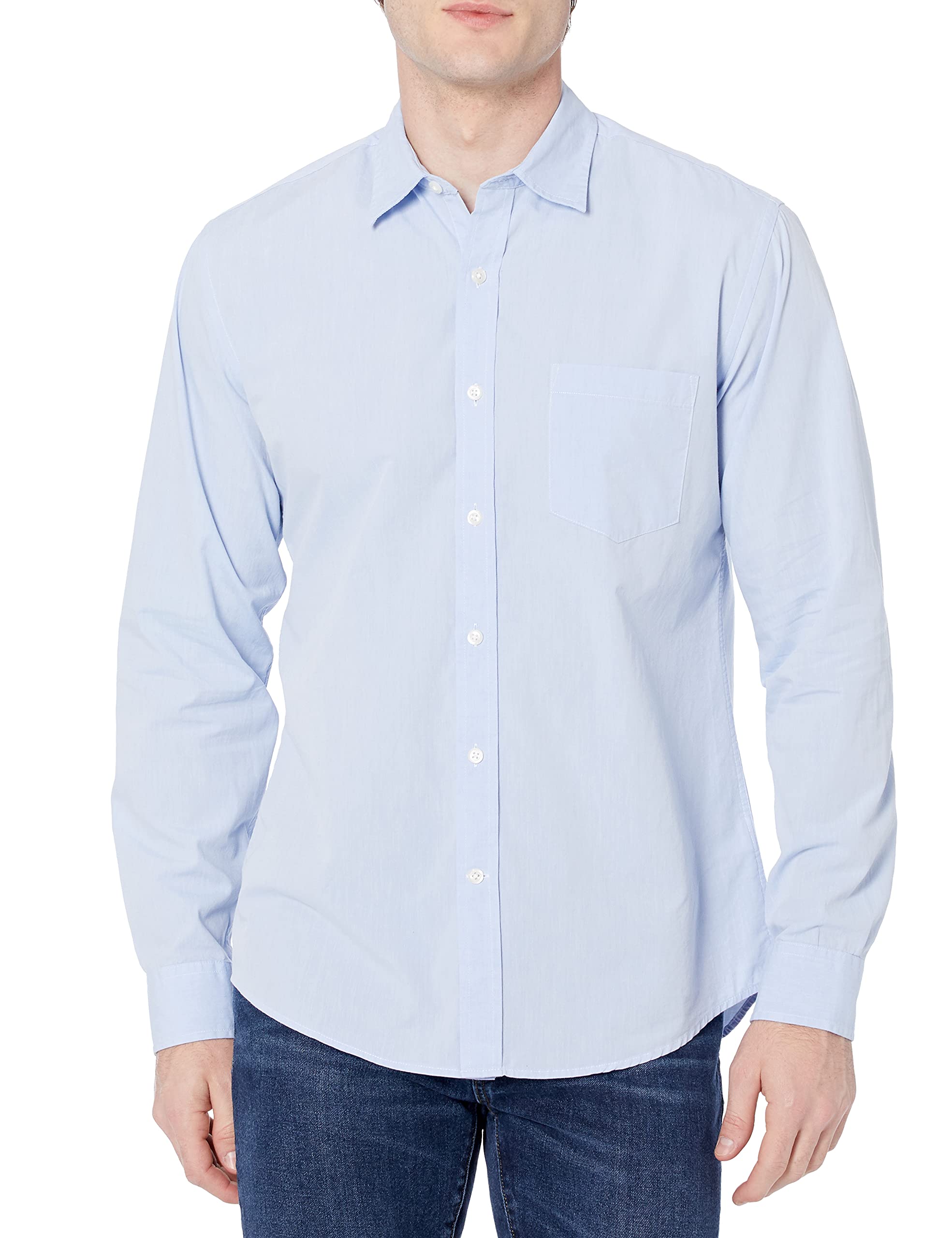 Amazon Essentials Men's Casual Long Sleeve Straight Fit Poplin Shirt