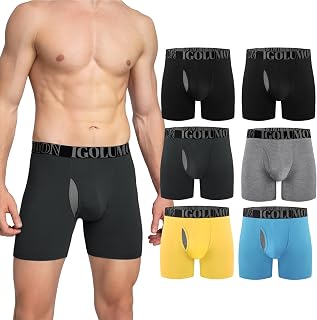 IGOLUMON Bamboo Mens Boxers Shorts Multipack Breathable Men’s Underwear Trunks Briefs with Fly