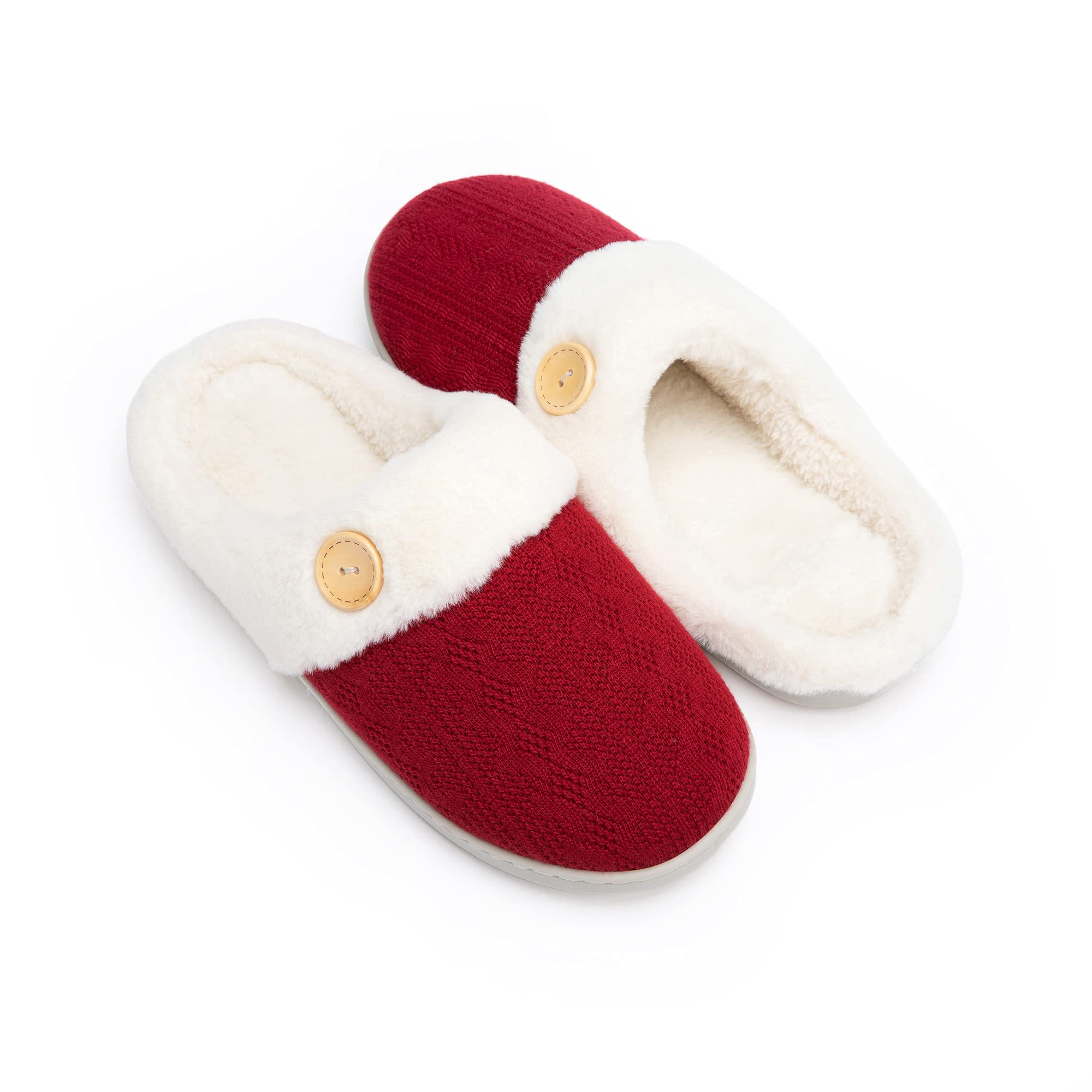 Chantomoo Women's House Slippers Comfortable Memory Foam Plush Bedroom Faux Fur 