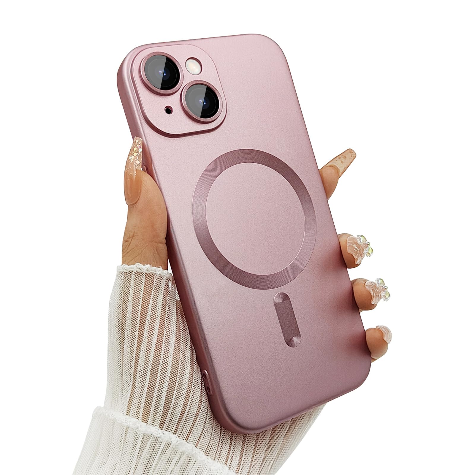 ankofave Magnetic for iPhone 13 Phone Case for Women/Men, Matte Luxury Soft Meta