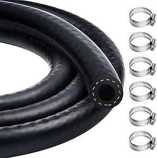 Hanibos 6mm Fuel Hose NBR 1Meter Thickened Fuel Line with 6 Hose Clamps | 1/4 Inch ID Universal Long Service Life Fuel Pipe Fit for Trucks, Cars, Tractors and Small Diesel Engines