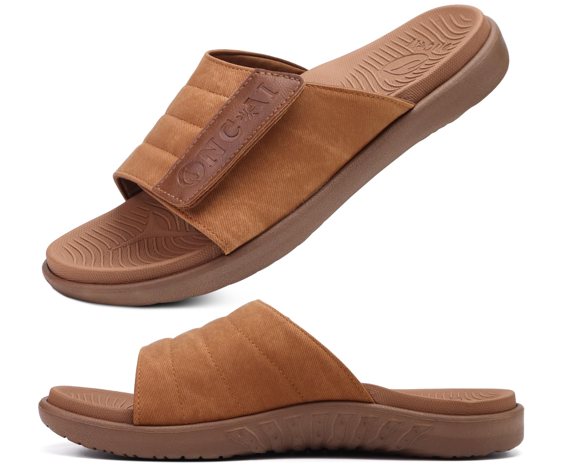 ONCAI Men's Sandals Adjustable Straps Orthotic Open Toe Sports Slides with Soft 