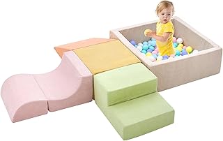 Climbing Toys for Toddlers , Toddler Climbing Toys Indoor, 5-Piece Foam Climbing Blocks with Ball Pit (Balls not Included),Soft Play Set,Toddler Climber Indoor Foam Play Gym for Climbing Crawling