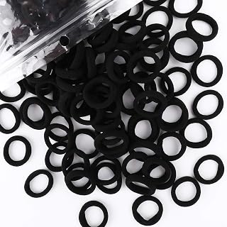 200PCS Black Baby Hair Bands – Mini Seamless Toddler Hair Ties – Soft Toddler Hair Ponytail Holders for Kids Girls, 1 Inch in Diameter, Black, by BAOLI
