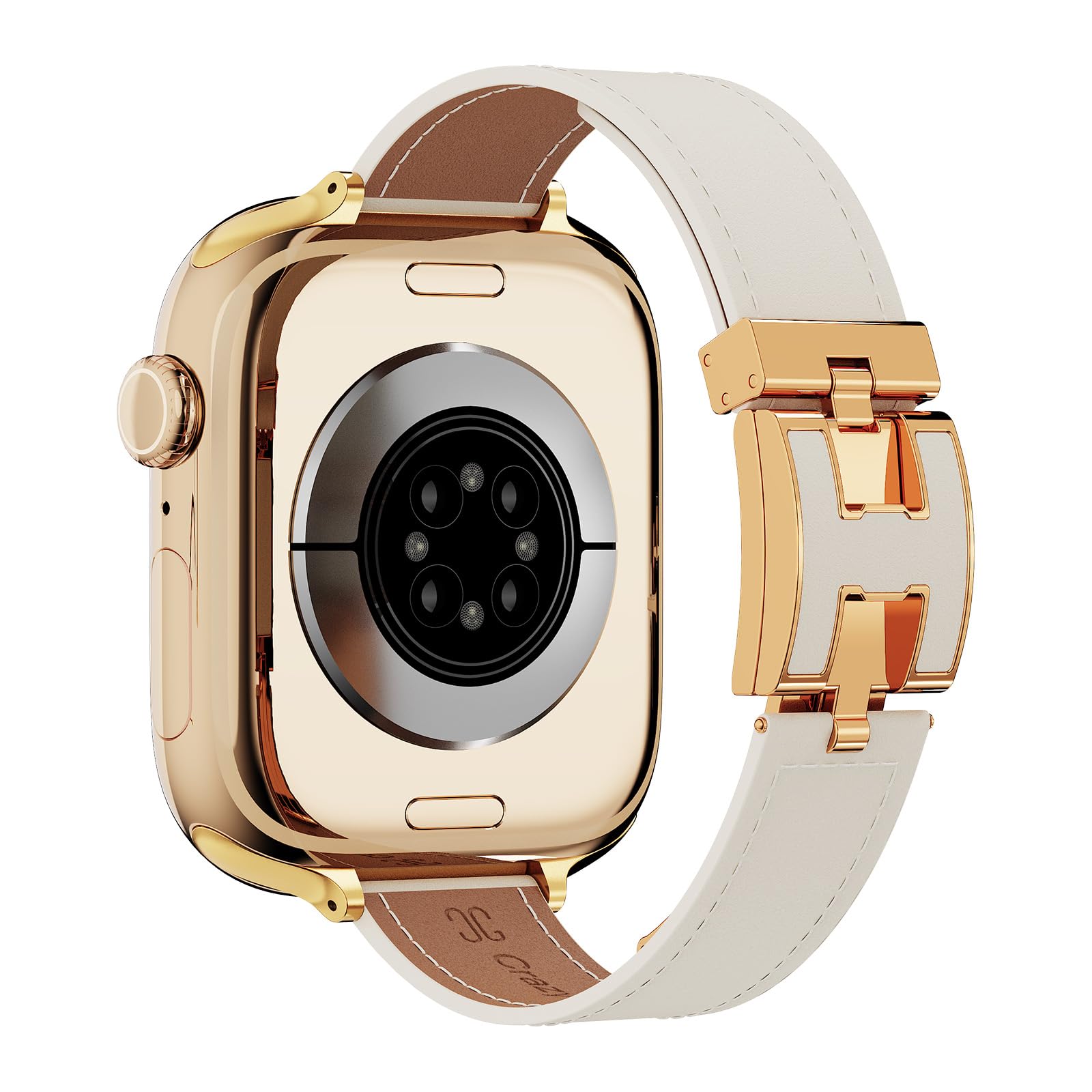 Cinturino in vera pelle per Apple Watch con fibbia ad H da donna