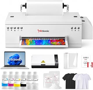 RocRow InkSonic 13" R1390 DTF Printer Starter Bundle with Oven &amp; Laptop | Complete print-and-cure setup for custom apparel; white ink circulation, auto cleaning and 7/24 assistance simplify use.