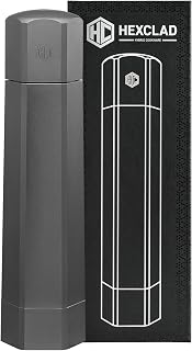 HexClad HexMill Salt Grinder, Aluminum Gray, Adjustable 10 Grind Settings | Professional Grade Heavy-Duty, Refillable