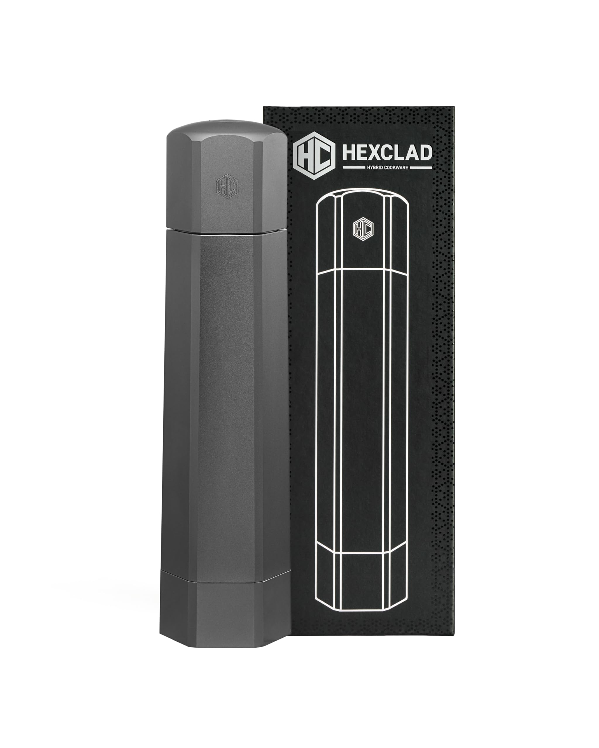 HexClad HexMill Salt Grinder, Aluminum Gray, Adjustable 10 Grind Settings | Prof