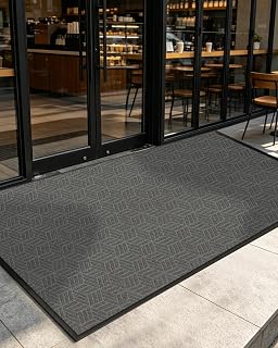 4' x 6' Non-Slip Commercial Entrance Rug, Heavy Duty Door Mat for Indoor Outdoor Entryway, Rubber Backed Walk Off Mat for Business, Garage, Office, Industrial Entry Rugs, Welcome Mats for Entryway