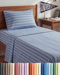 Duvet Cover Twin/Twin XL - 2 Piece Set with Zipper Closure - Blue Stripes