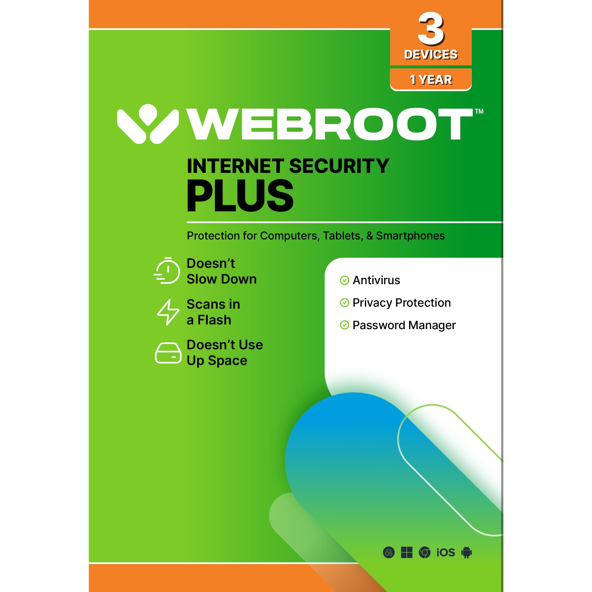 Webroot Internet Security Plus | Antivirus Software 2026 | 3 Device | 1 Year Key